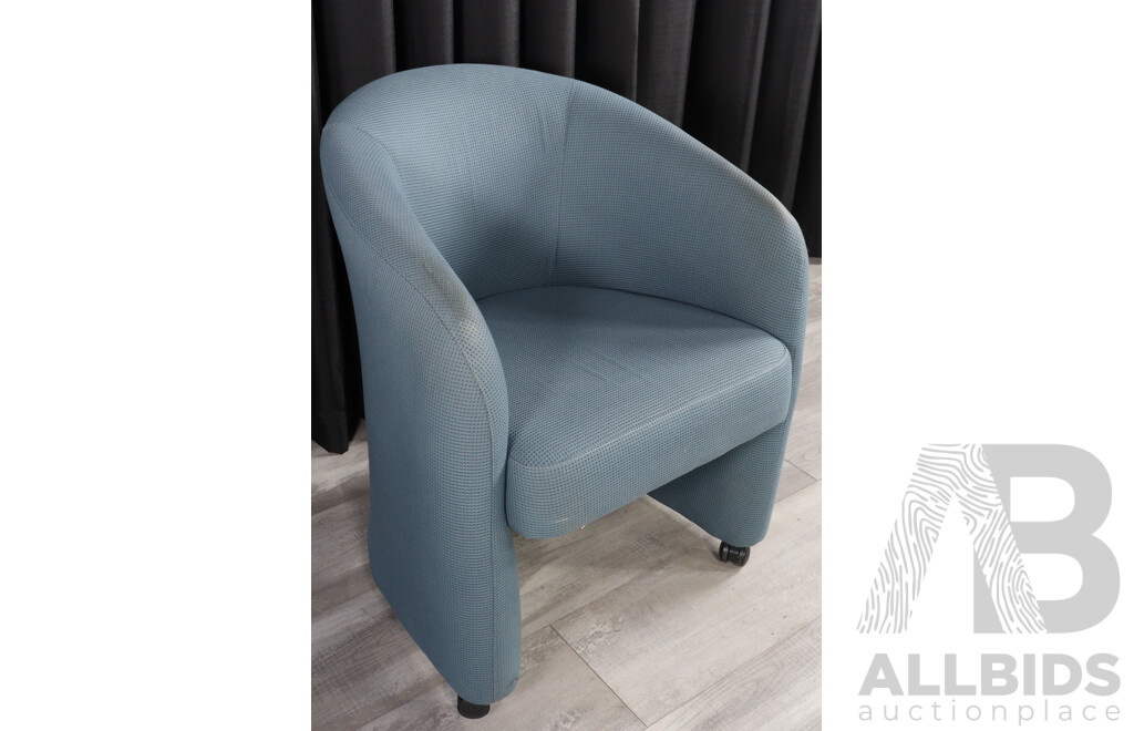 Pair of Modern Teal Fabric Reception Tub Chairs