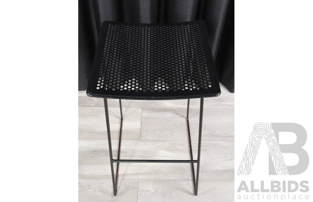 Pair of Black Metal Barstools
