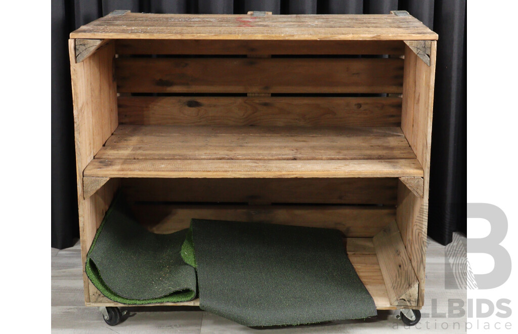Rustic Open Timber Shelves on Castors