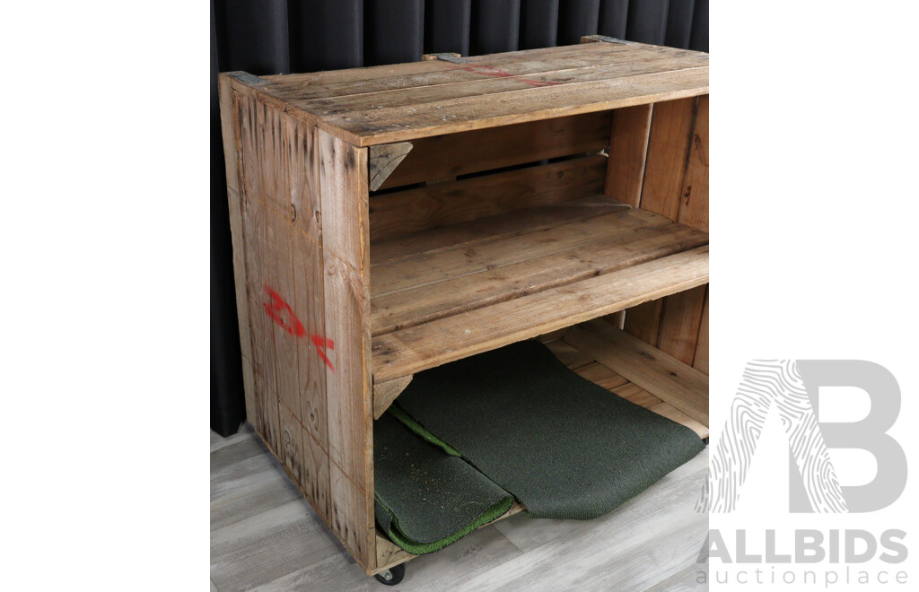 Rustic Open Timber Shelves on Castors