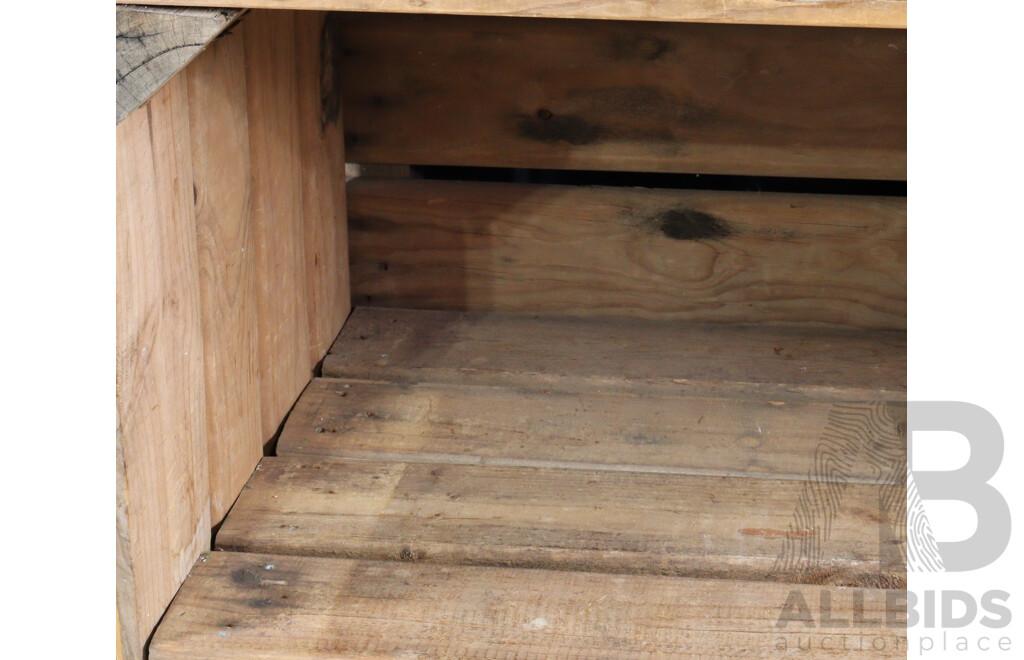 Rustic Open Timber Shelves on Castors