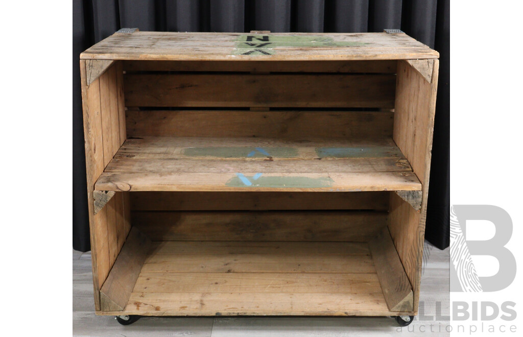 Rustic Open Timber Shelves on Castors