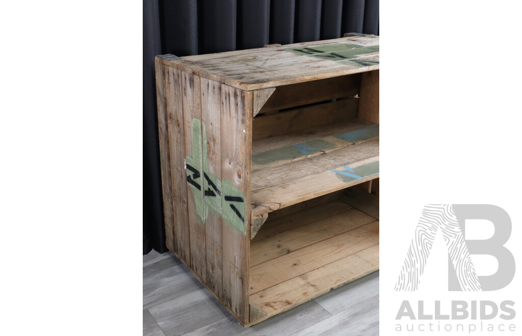 Rustic Open Timber Shelves on Castors