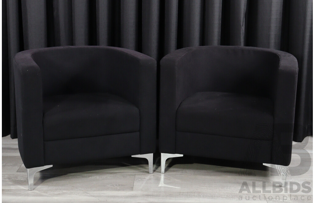 Pair of Black Fabric Reception Tub Chairs