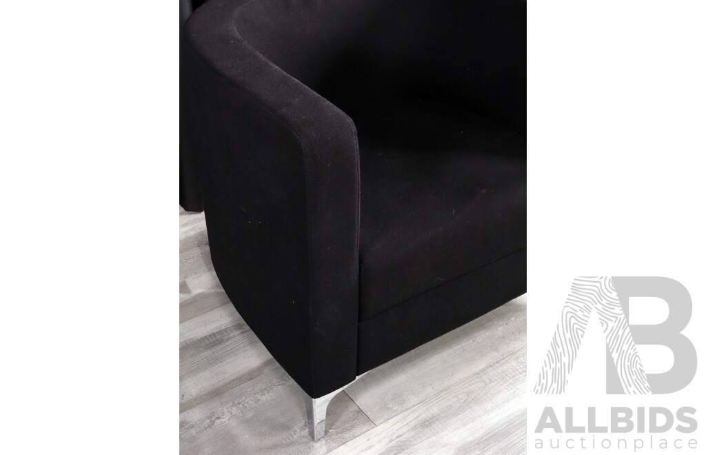 Pair of Black Fabric Reception Tub Chairs