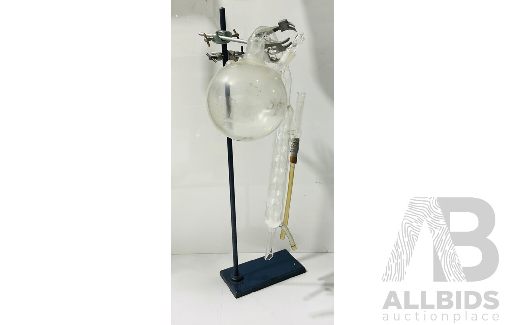 Glass Distillation Apparatus with Clamps and Stand