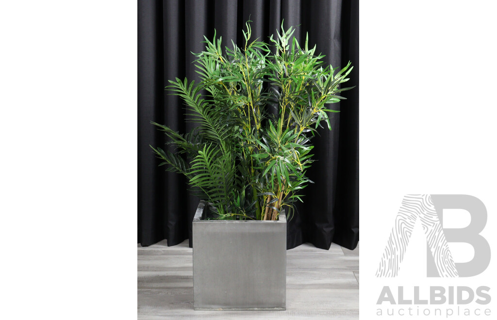 Collection of Faux Plants in Tin Planter