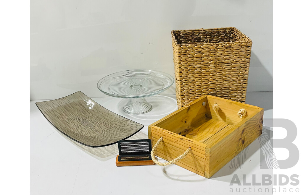 Collection of Homeware Including CIT Marked Display Platter, Woven Box and More