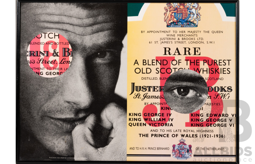 Justerini & Brooks Fine Old Scotch Whiskey Advertisement, Poster Backed on Foamcore & Framed, 45 x 61 cm (frame)