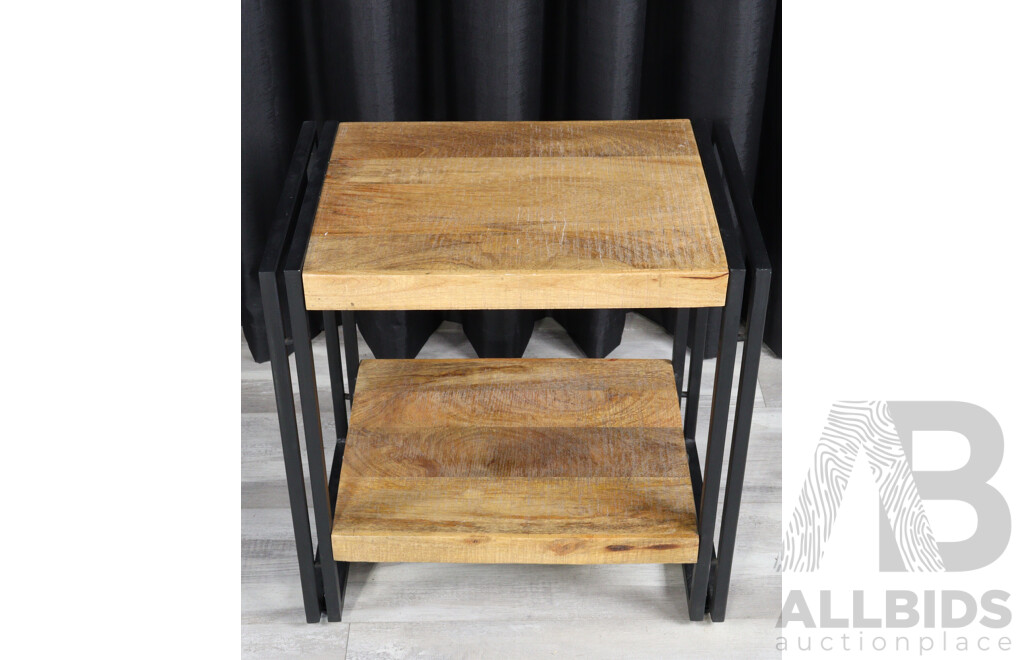 Modern Timber and Metal Side Table