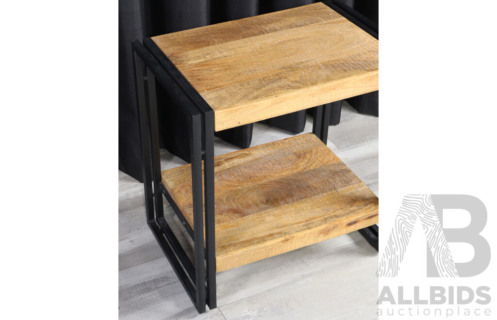 Modern Timber and Metal Side Table
