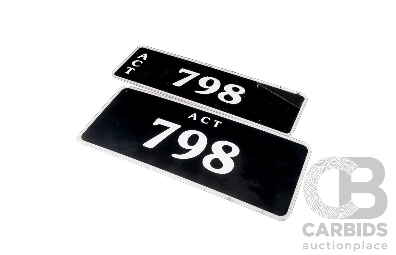 ACT 3 Digit Numerical Motor Vehicle Number Plate - 798