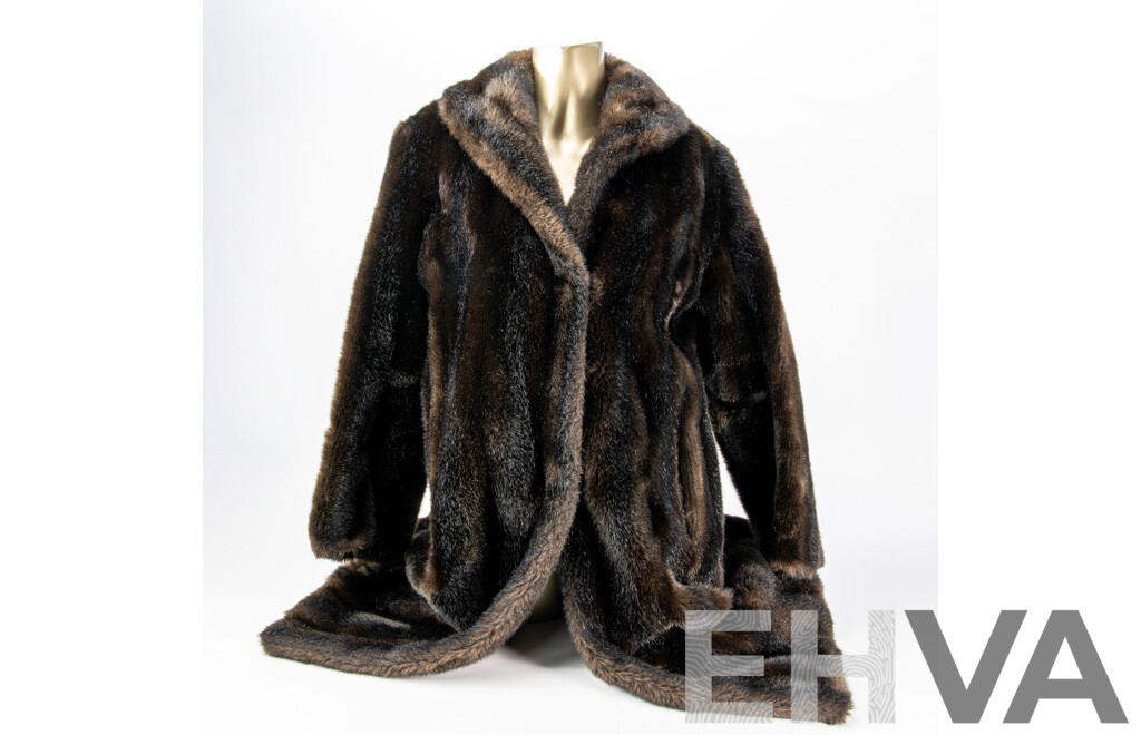 Vintage Imitation Fur Three Quarter Length Fur Coat