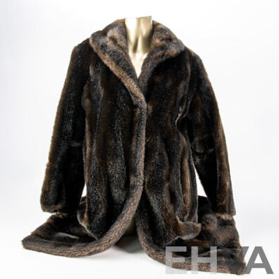 Vintage Imitation Fur Three Quarter Length Fur Coat
