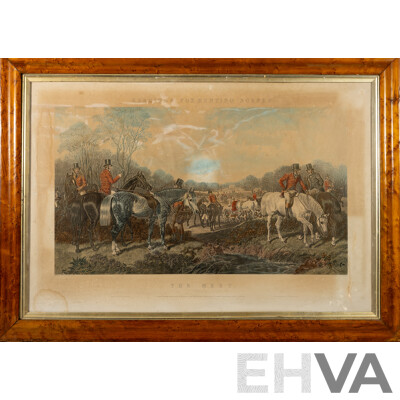 (After) John Frederick Herring Senior, (British, 1795-1865), the Meet From Herring's Fox-Hunting Scenes, Hand Tinted Antique Engraving Print by J Harris, 77 x108 cm (frame)