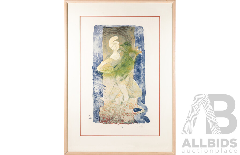 Artist Unknown (20th Century), Light & Darkness, Dancing, Original Limited Edition Mixed Media Lithograph, 97 x 70 cm (frame)
