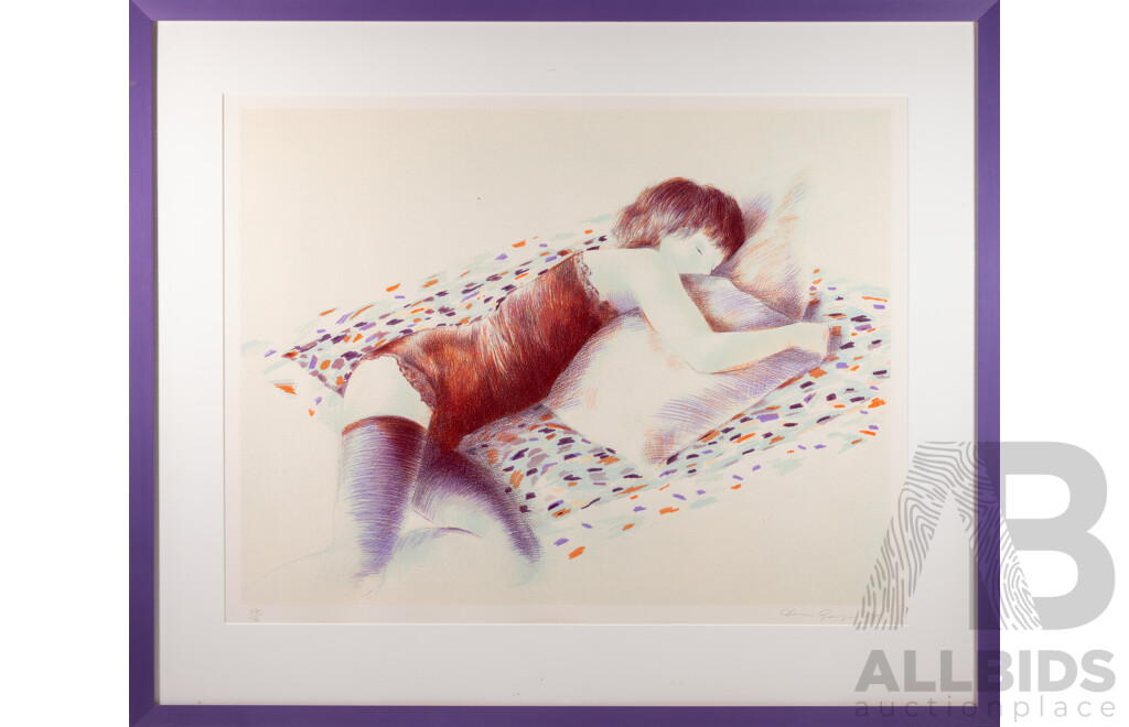 Adrian George, (20th Century, British, 1944-2021), Sleeping Girl (1985), W0nderful Limited Edition Original Lithograph, 88 x 104 cm (frame)
