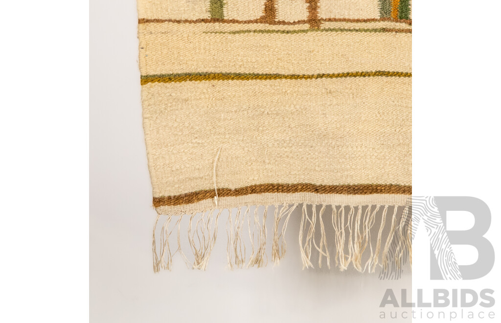 Artist Unknown, (20th Century), Homes Between Autumn Trees, Mid-Century Hand-Woven Wall Hanging, 92 X 188 Cm