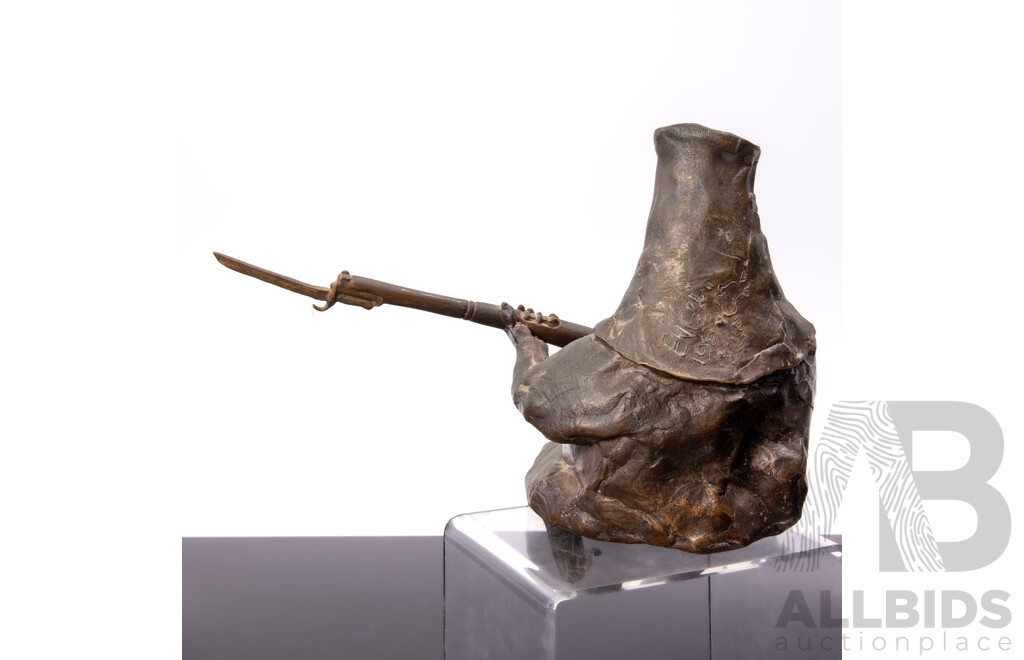 Bronze Seated Ned Kelly Figure by Unique Cast Signed Engris 1983