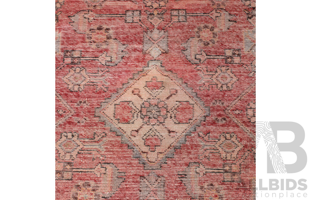 Vintage Hand Knotted Persian Wool Runner with Muted Colour