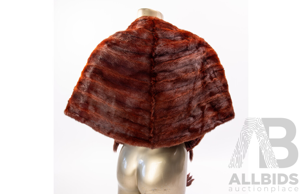 Vintage Soft Fur Cape with Attached Feet and Tail Tassel Detail