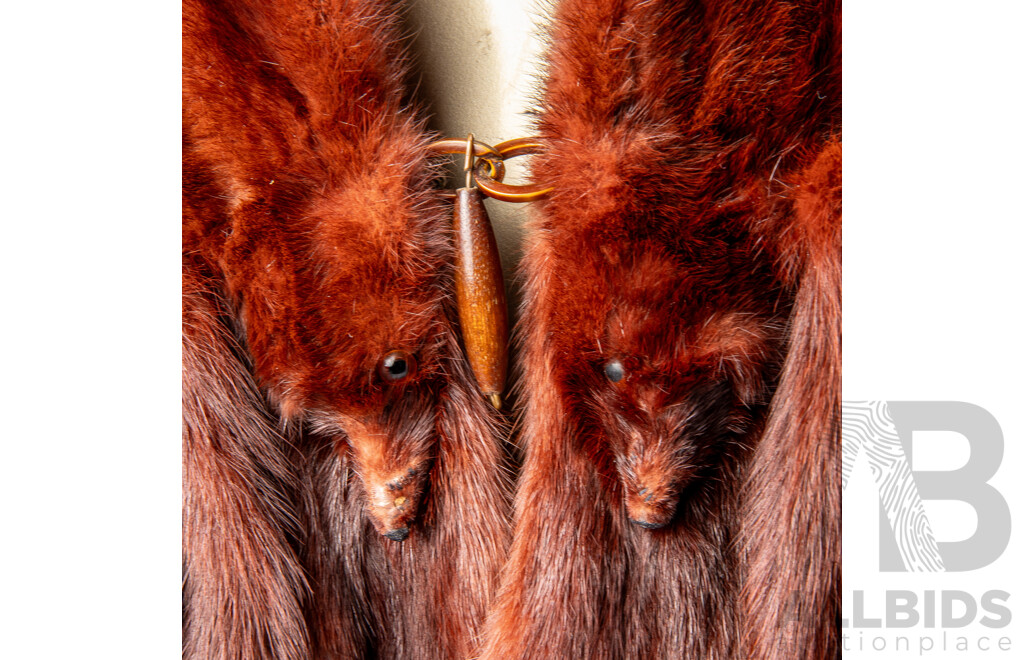 Vintage Soft Fur Cape with Attached Feet and Tail Tassel Detail