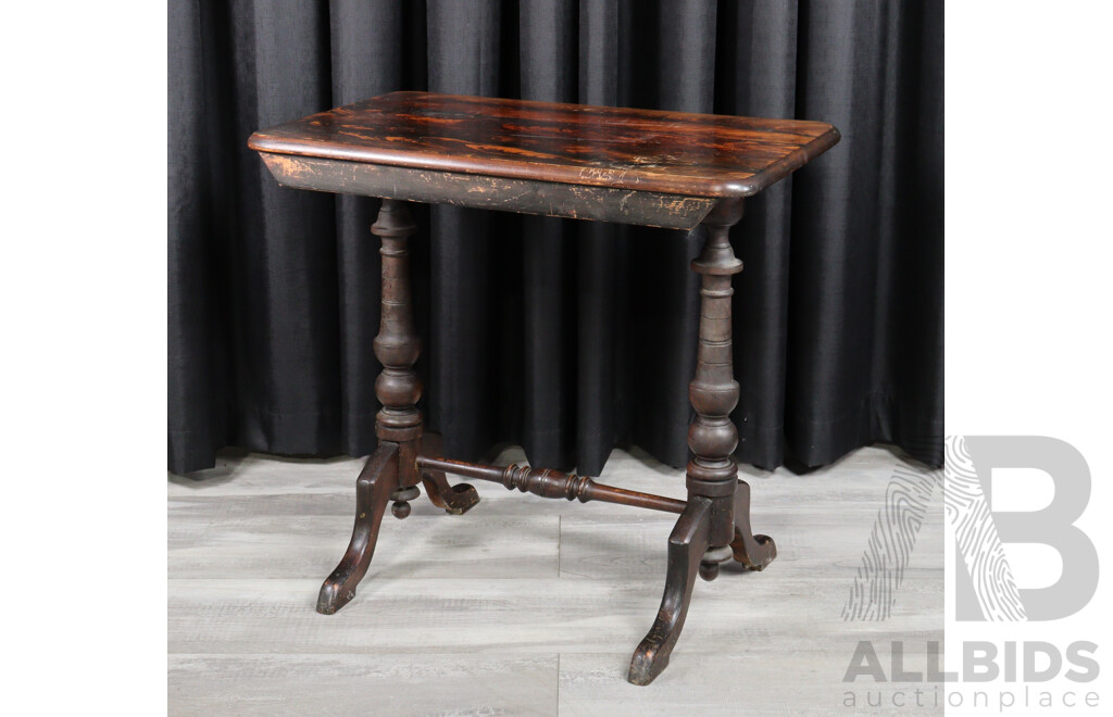 Timber Twin Pedestal Side Table with Stretcher Base