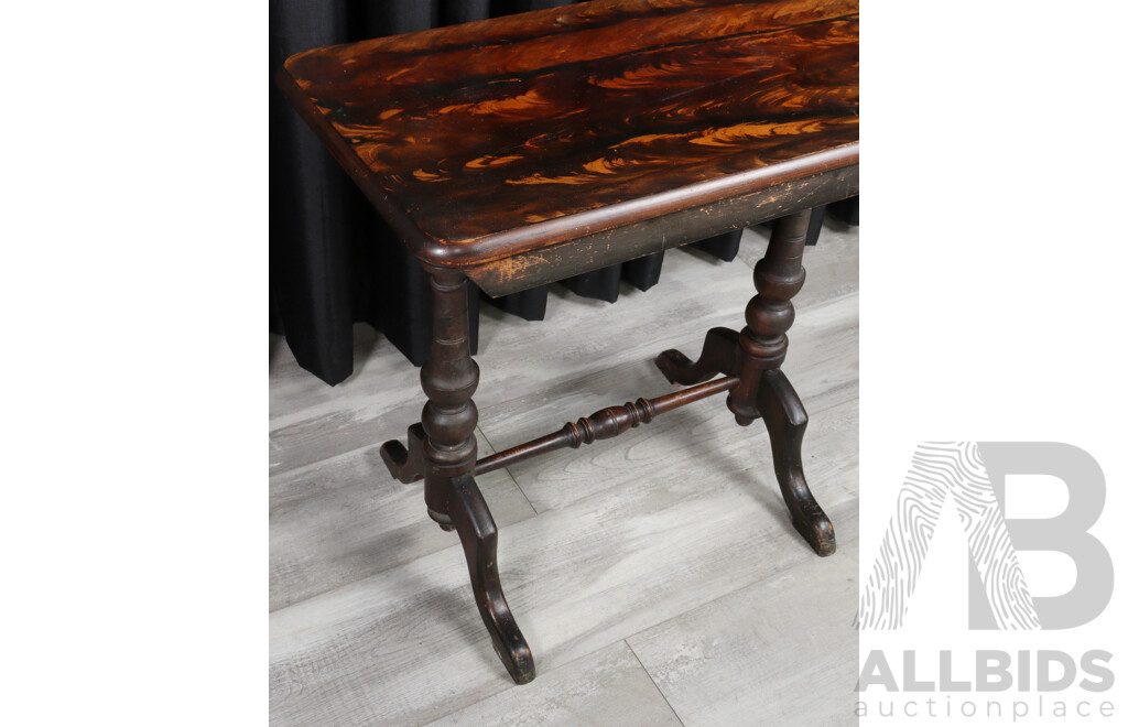 Timber Twin Pedestal Side Table with Stretcher Base