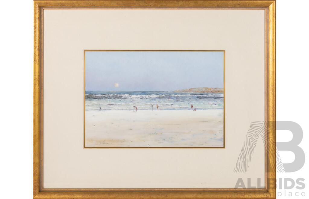 Howard B. Ireland (20th Century, Australian, 1939-), The Evening Fisherman & The Low Tide, Original Oil on Canvases, 57 x 69 and 58 x 50 cm (frames) (2)