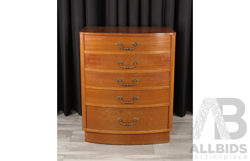 Reproduction Bow Front Chest of Five Drawers