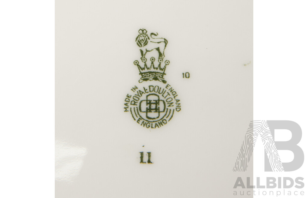 Collection English Porcelain Comprising Three Royal Doulton Cabinet Plates, Spode Velamour Dish, Delft Blue and White Plate & Villeroy & Boch Lidded Dish