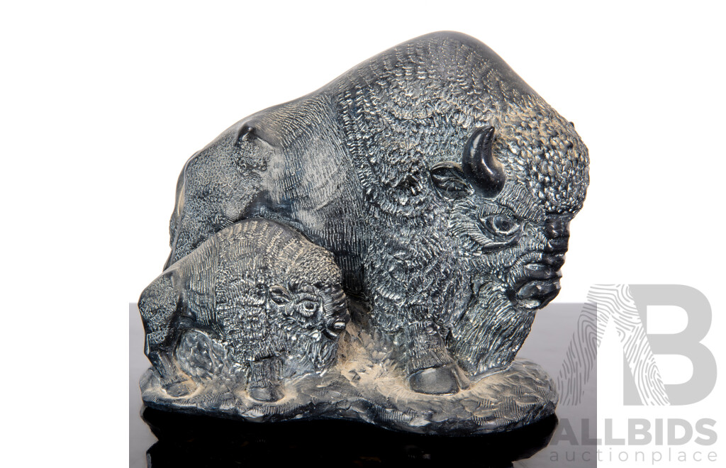 Hand Made Canadian Soapstone Carving of Bison by Aardvark Canada