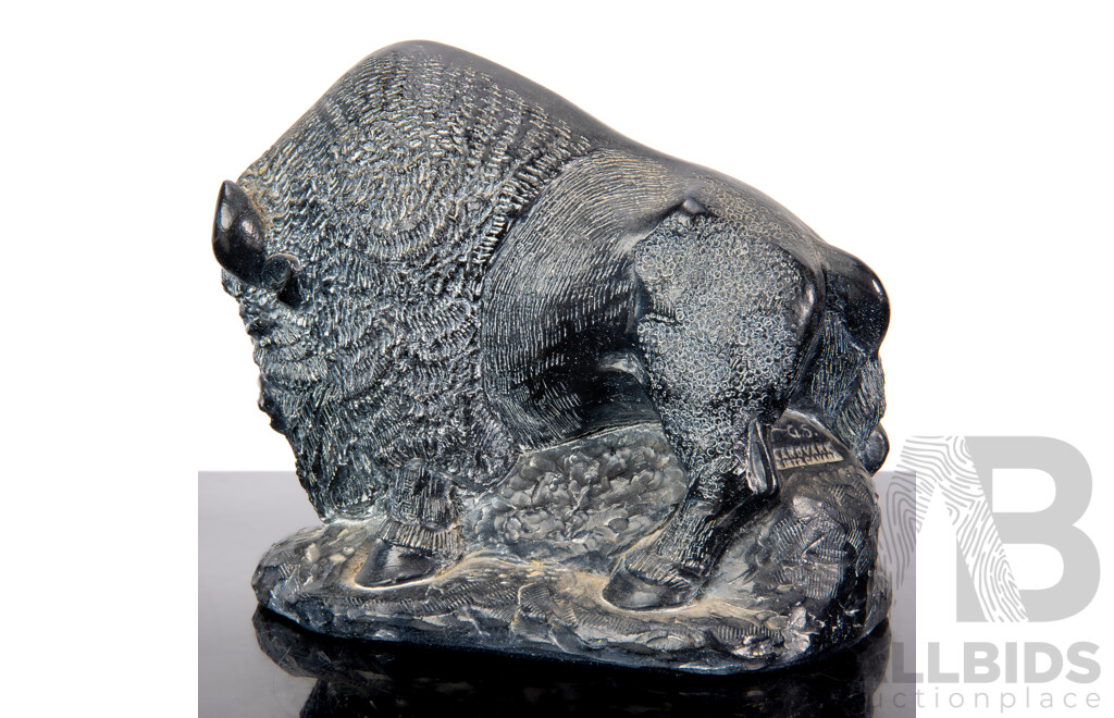 Hand Made Canadian Soapstone Carving of Bison by Aardvark Canada