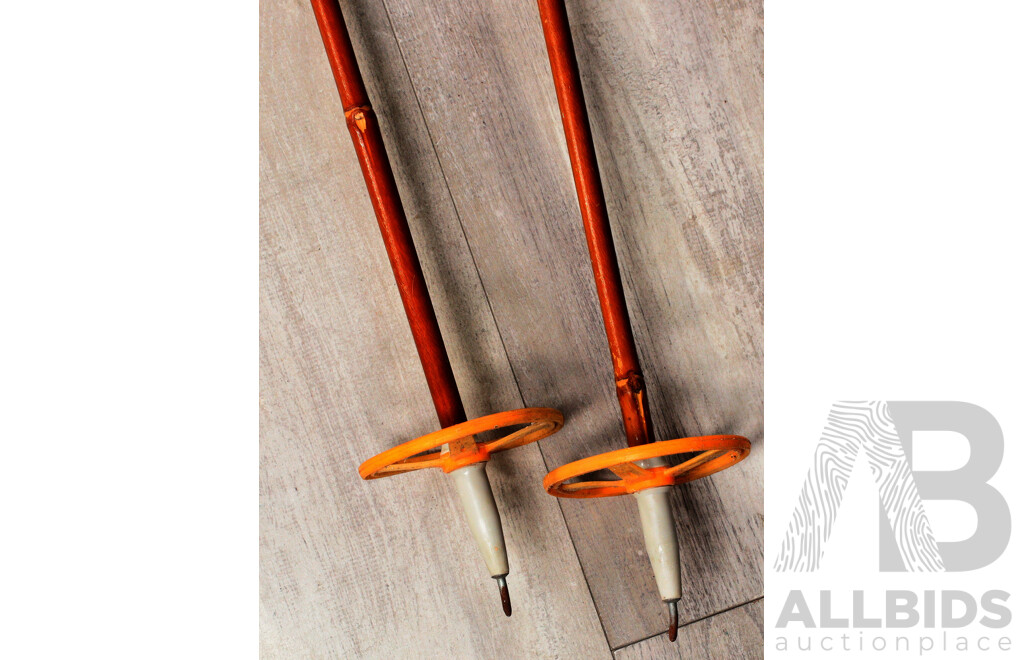 Pair of Vintage Ski Poles by Liljedahl and an Ice Pick