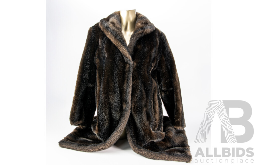 Vintage Imitation Fur Three Quarter Length Fur Coat