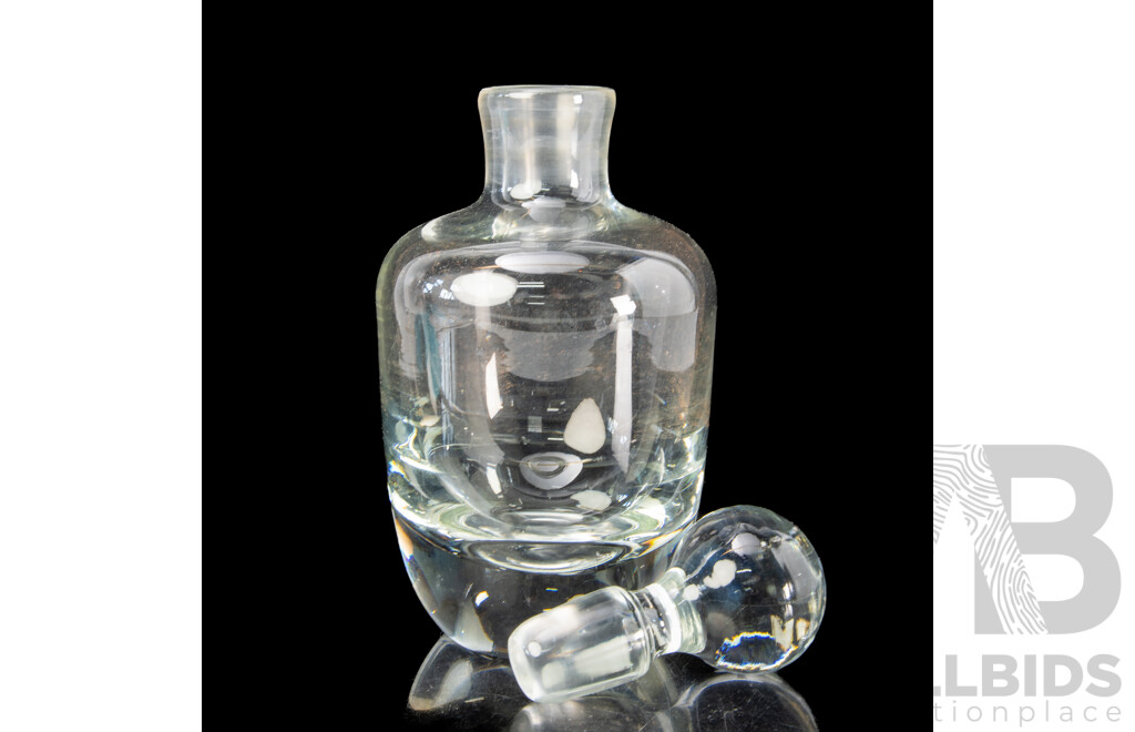 Mid Century Heavy Based Glass Decanter with Stopper