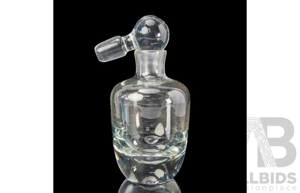 Mid Century Heavy Based Glass Decanter with Stopper