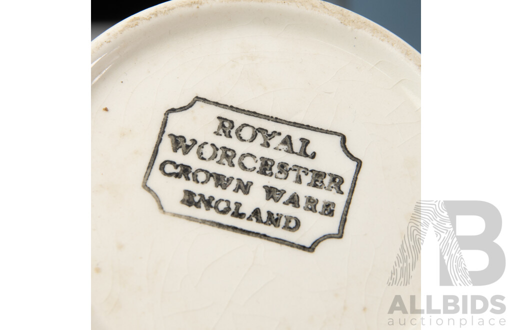 Collection Fine China Including Two Wedgwood Pieces in Original Boxes, Four Royal Worcester Cups, Haviland Limoges Duo, Pair Dresden Place Card Holders