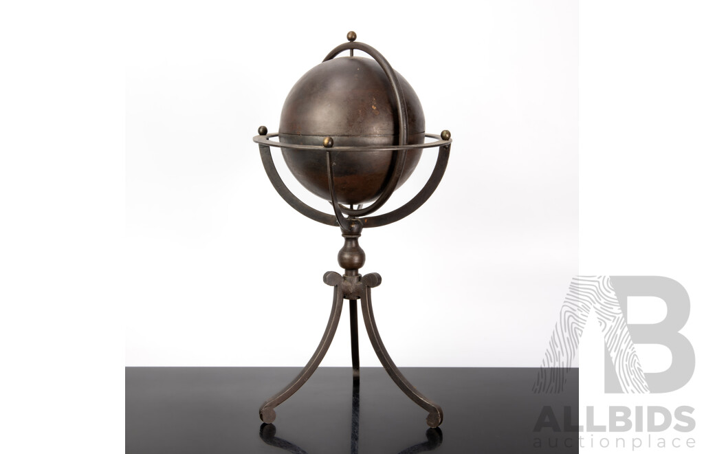 Antique Style Patinated Metal Desk Armillary