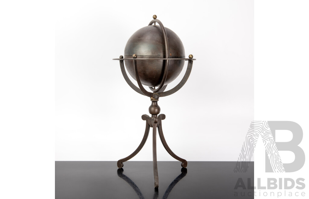 Antique Style Patinated Metal Desk Armillary