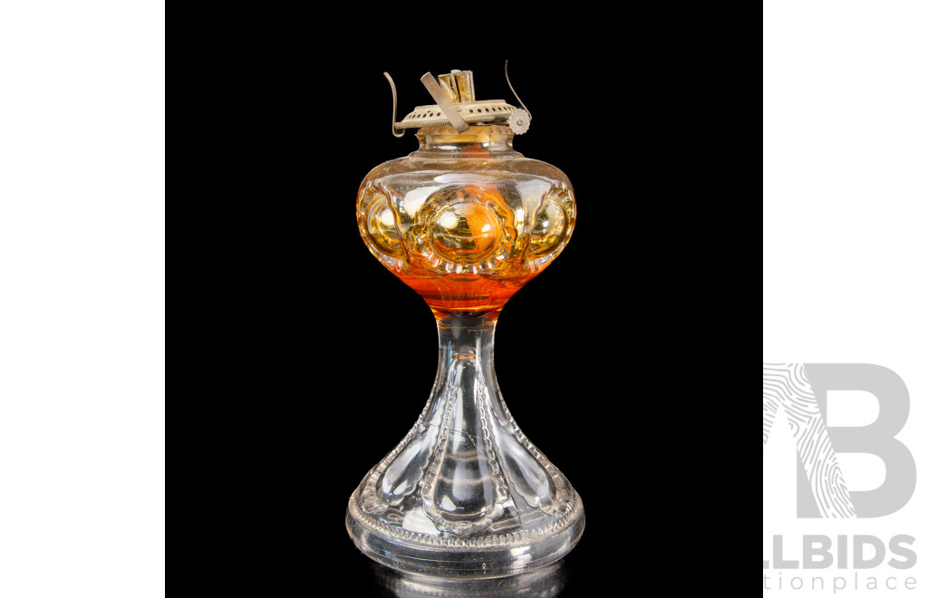 Antique Oil Light with Glass Font
