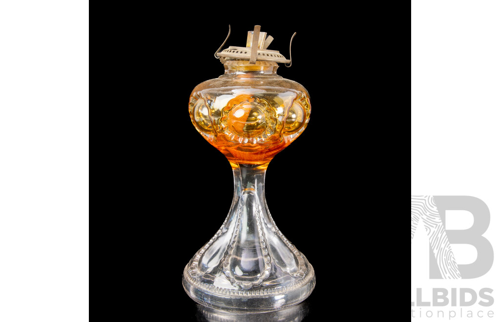 Antique Oil Light with Glass Font