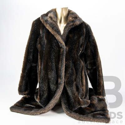 Vintage Imitation Fur Three Quarter Length Fur Coat