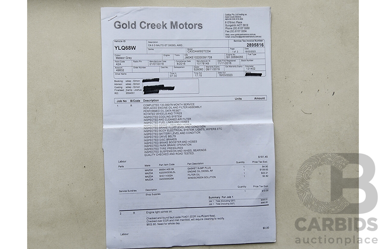 8/2016 Mazda Cx-5 GT (4x4) MY15 4d Wagon Grey 2.2L