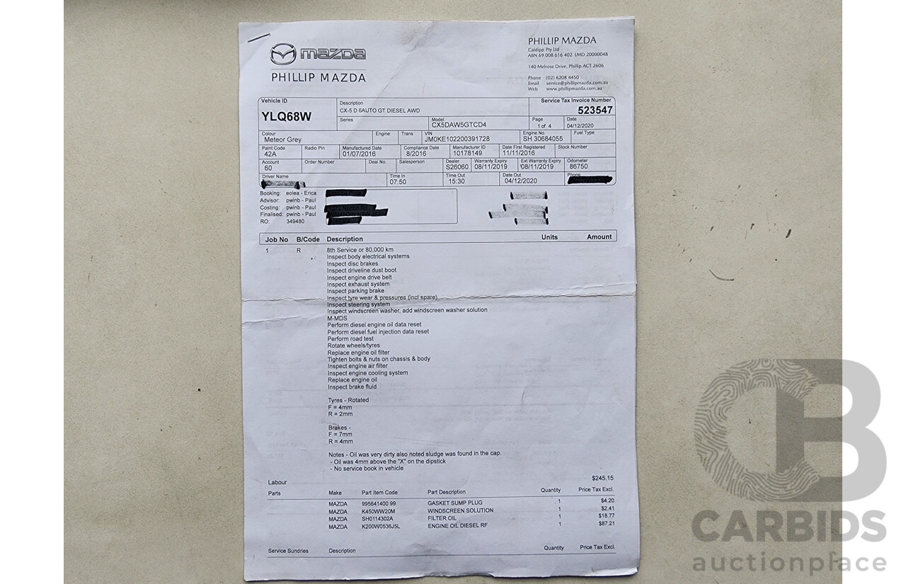 8/2016 Mazda Cx-5 GT (4x4) MY15 4d Wagon Grey 2.2L