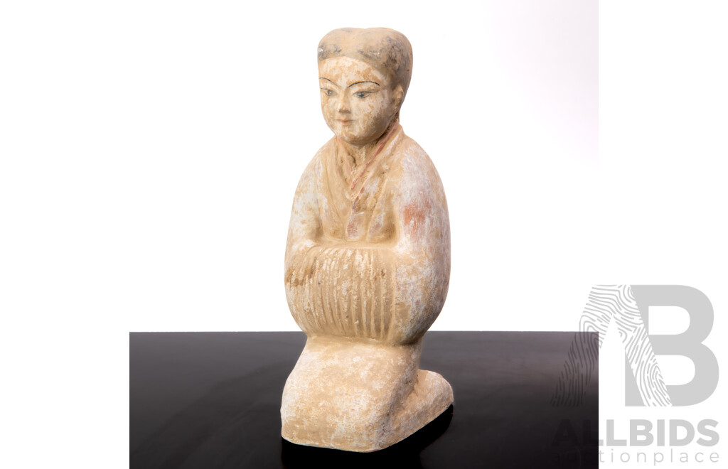 Chinese Tang Style Hand Painted Pottery Tomb Figure