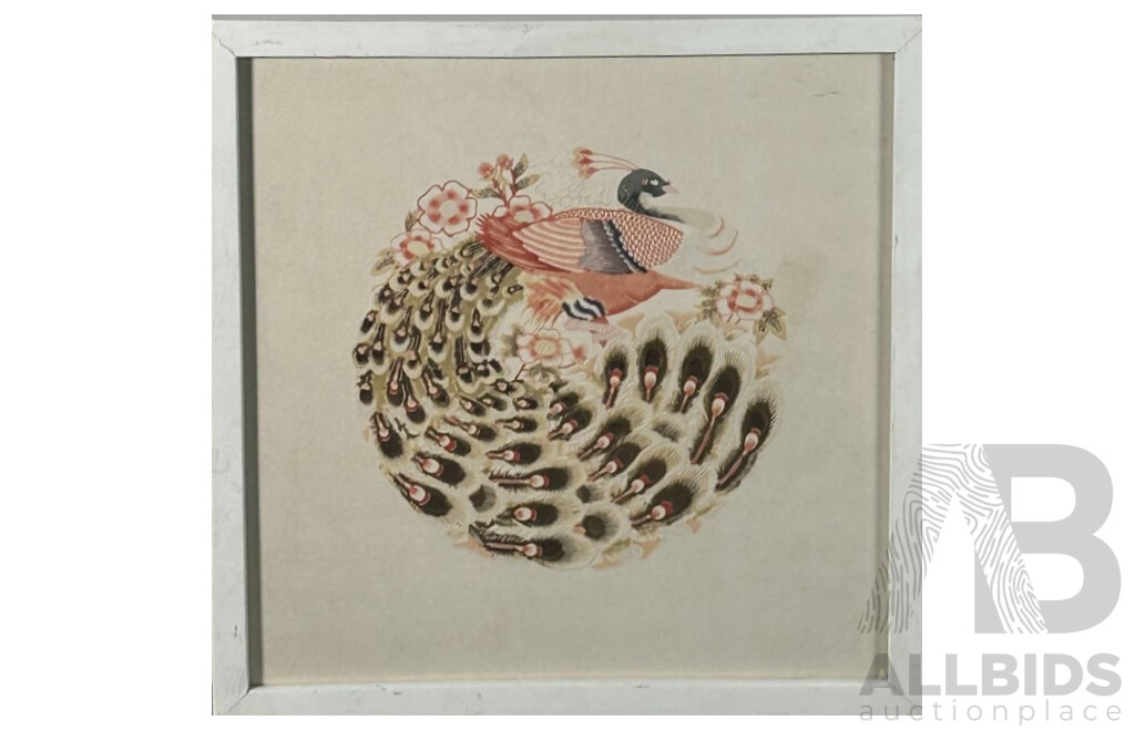 Artist Unknown (20th Century), Peacock, Lovely Chinese-Style Papercut, 42 x 42 cm (frame)