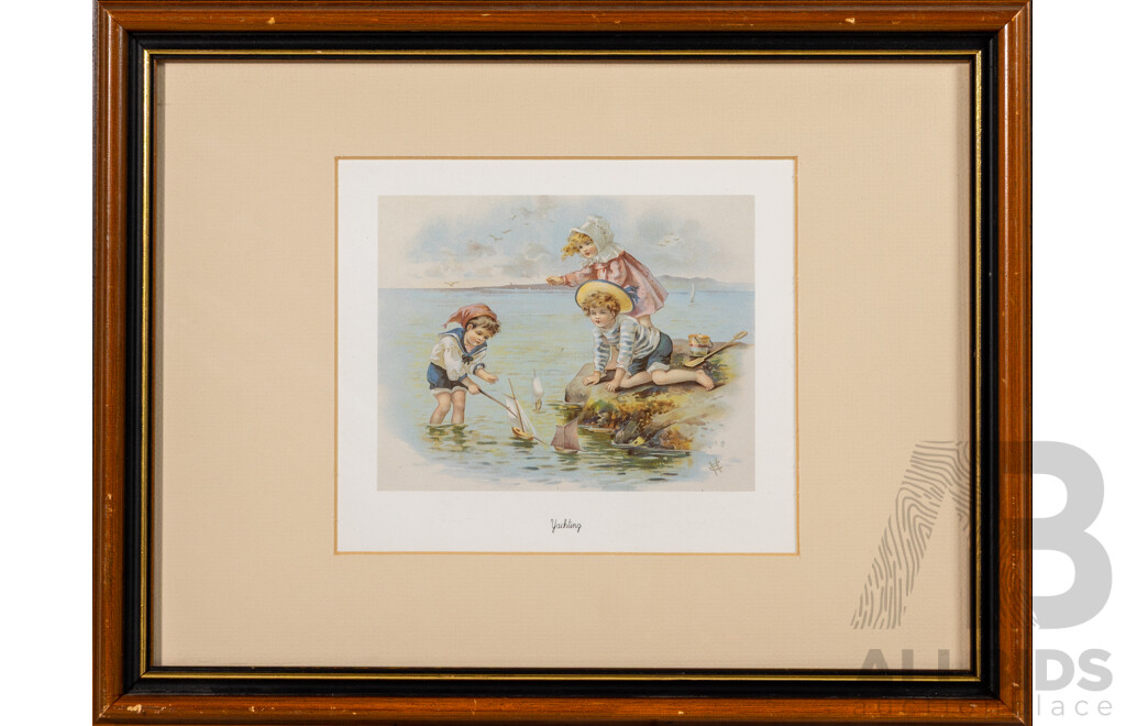 (Possibly), Evelyn Hardy, (19/20th Centuries, British, 1866-1935), Yachting, Reproduction Modern Colour Print of Antique Original, 35 x 45 cm (frame)