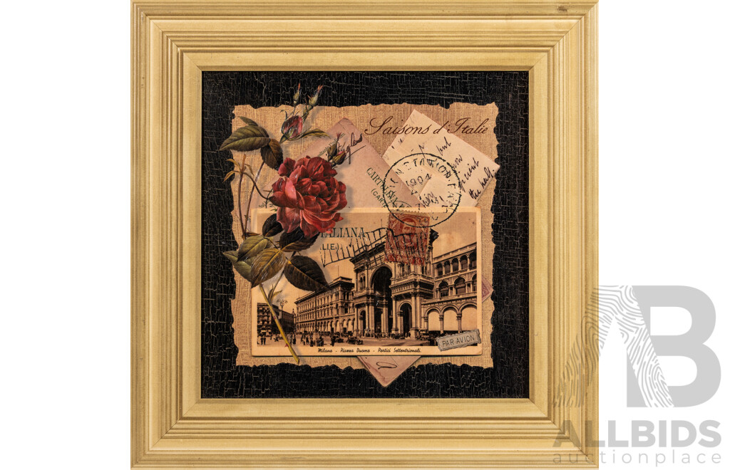 Artist Unknown, (20th Century), Saisons D'Italie, Mixed Media Embellished Faux-Style Oil on Board, 43 x 43 cm (frame)