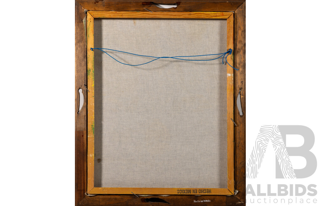 (After) Ernesto Sanchez (19/20th Century, Mexican. 1866-1935), American Wolf Spirit, Vintage Pigment Printed on Cloth, Made in Mexico, 58 x 48 cm (frame)